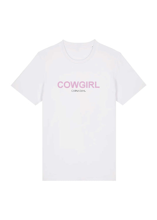 Carina Dahl | Cowgirl Rhinestone | Hvit T-Shirt