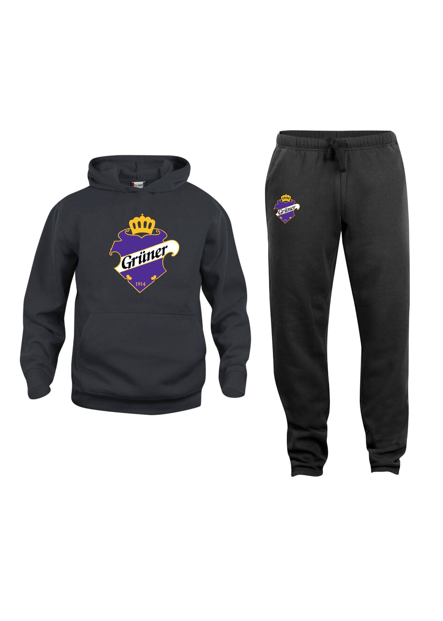 Grüner Hockey | Junior Hoodie+Joggebukse Pakkepris Sort