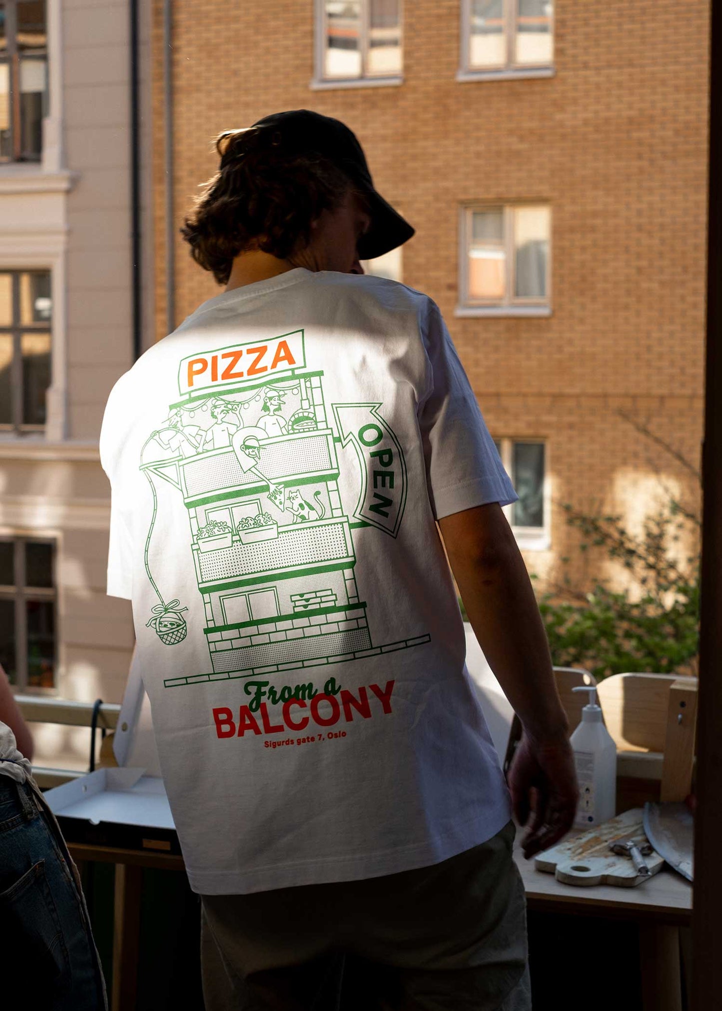 Pizza From A Balcony | Tee